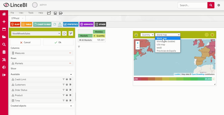 Como usar y cargar nuevos mapas en LinceBI